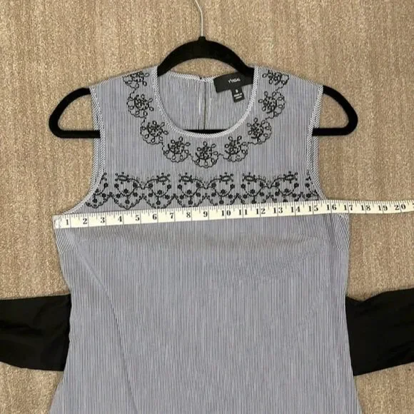 Yyigal Sleeveless Blue White Stripe Cotton Nautical Coastal Dress Women Small - Picture 5 of 8